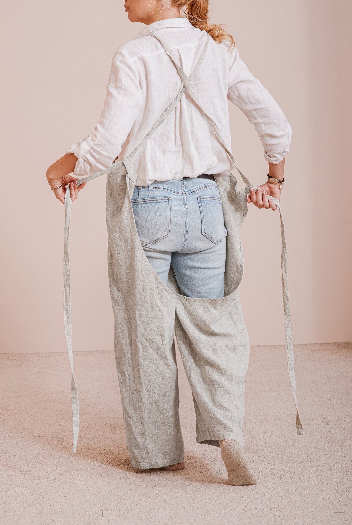 Linen pottery apron split leg in various colors