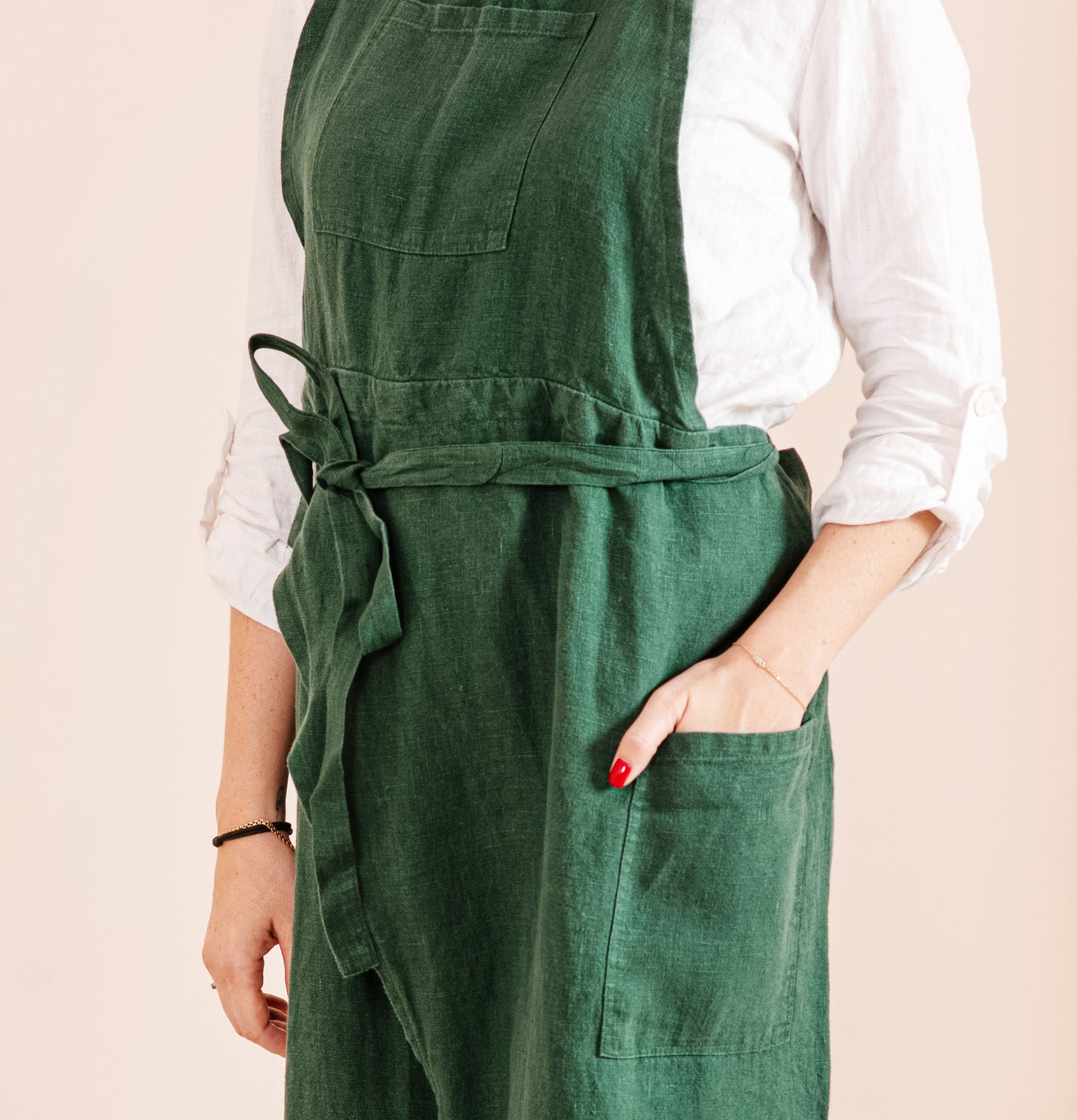 Linen pottery apron split leg in various colors