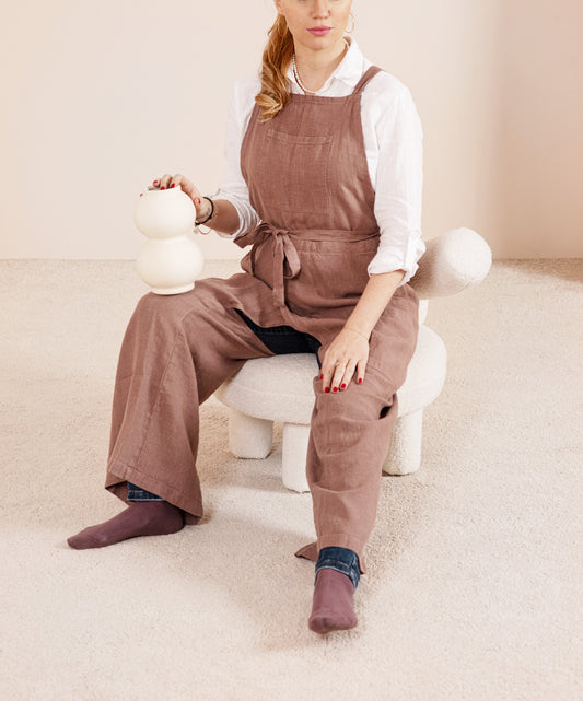 Linen pottery apron split leg in various colors