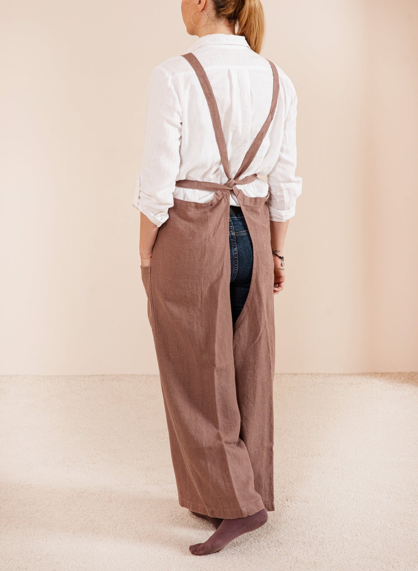 Linen pottery apron split leg in various colors