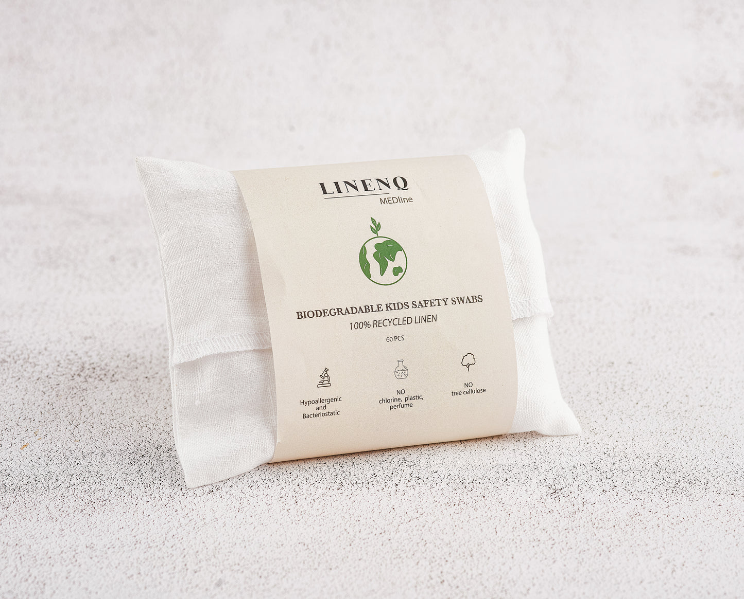 Linen and cotton q-tips with safety stoppers