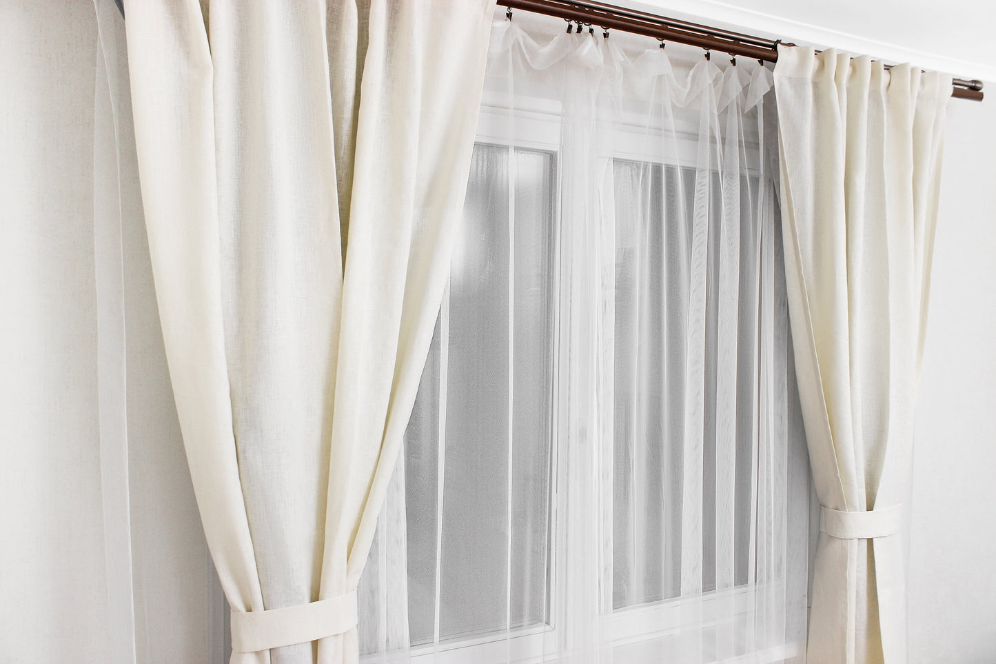 Rod tape linen curtains