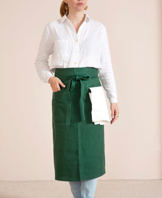 Linen half long apron in various colors