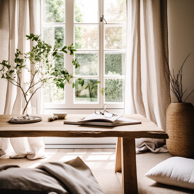 Rod tape linen curtains