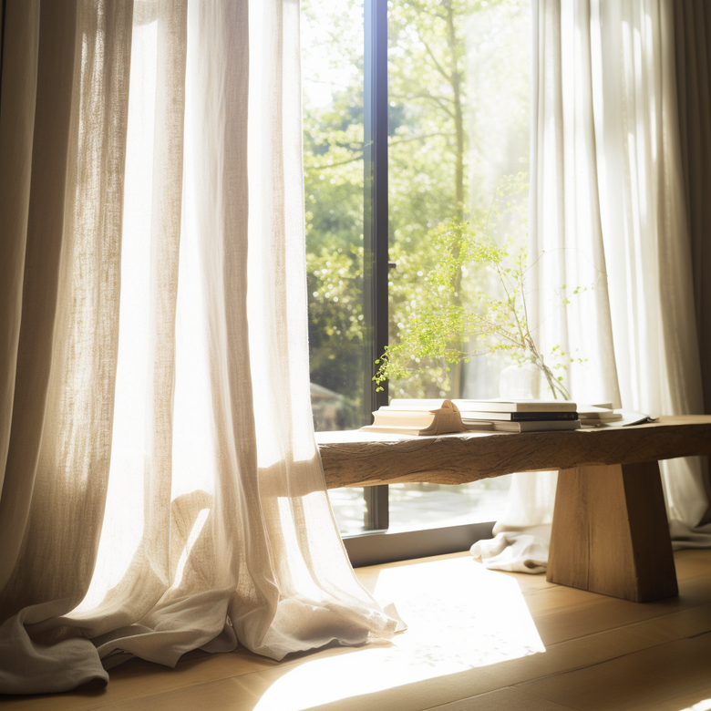 Rod tape linen curtains
