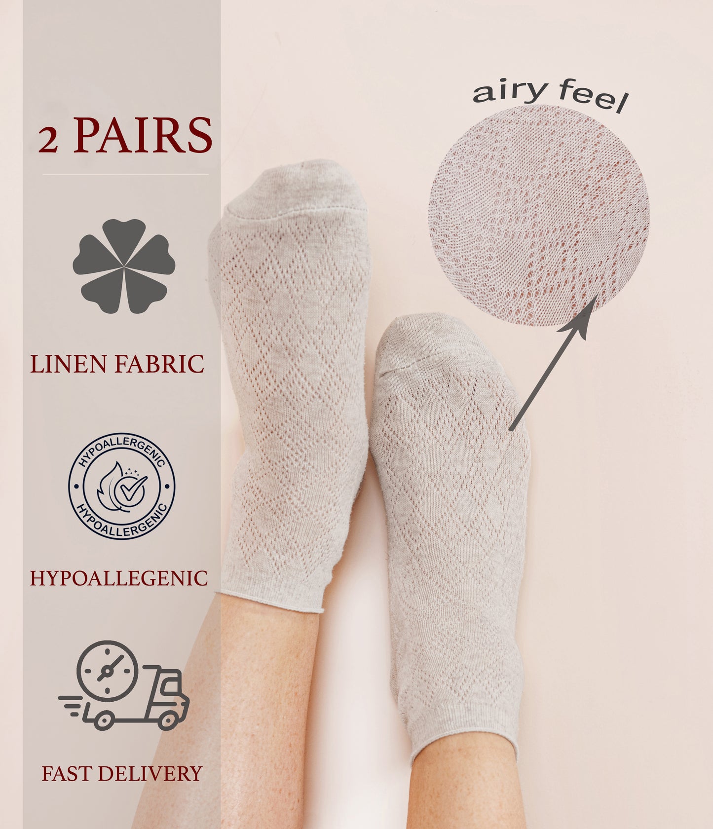 Linen socks light for women (set of 2 pairs)