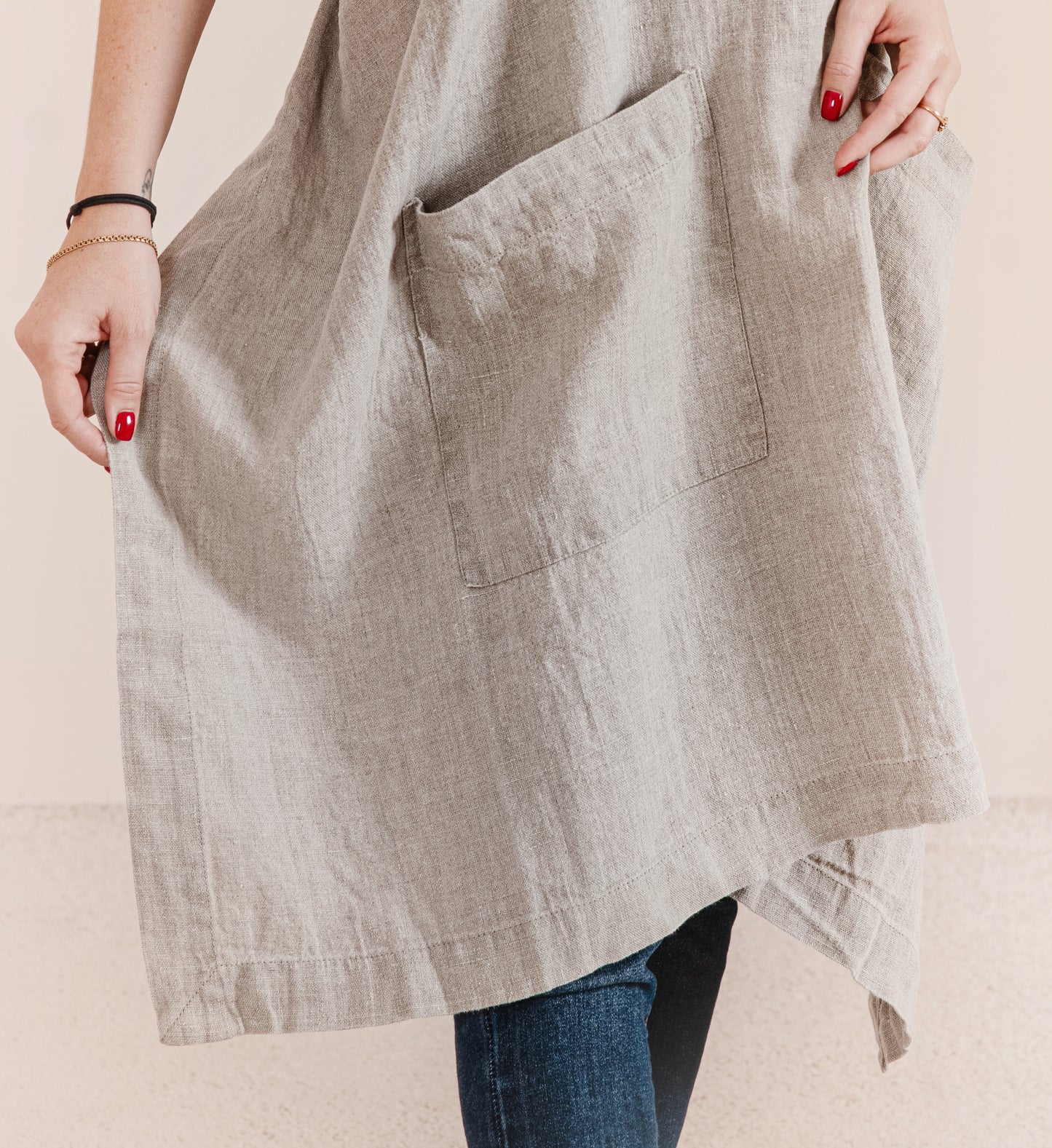 Linen cross back apron in various colors