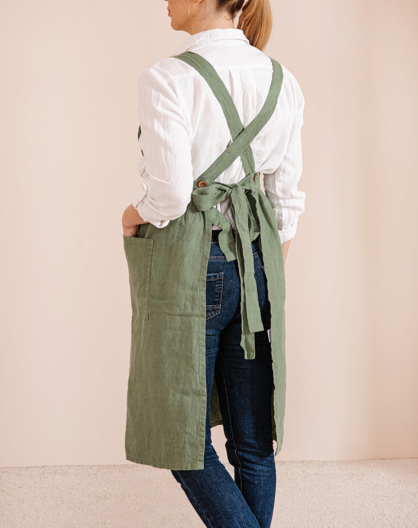 Linen pinafore apron dress in various colors