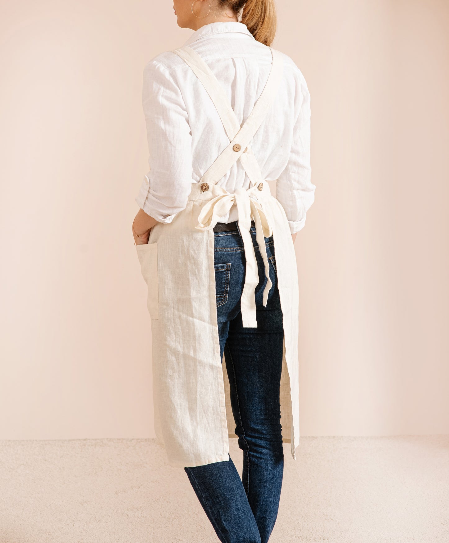 Linen pinafore apron dress in various colors