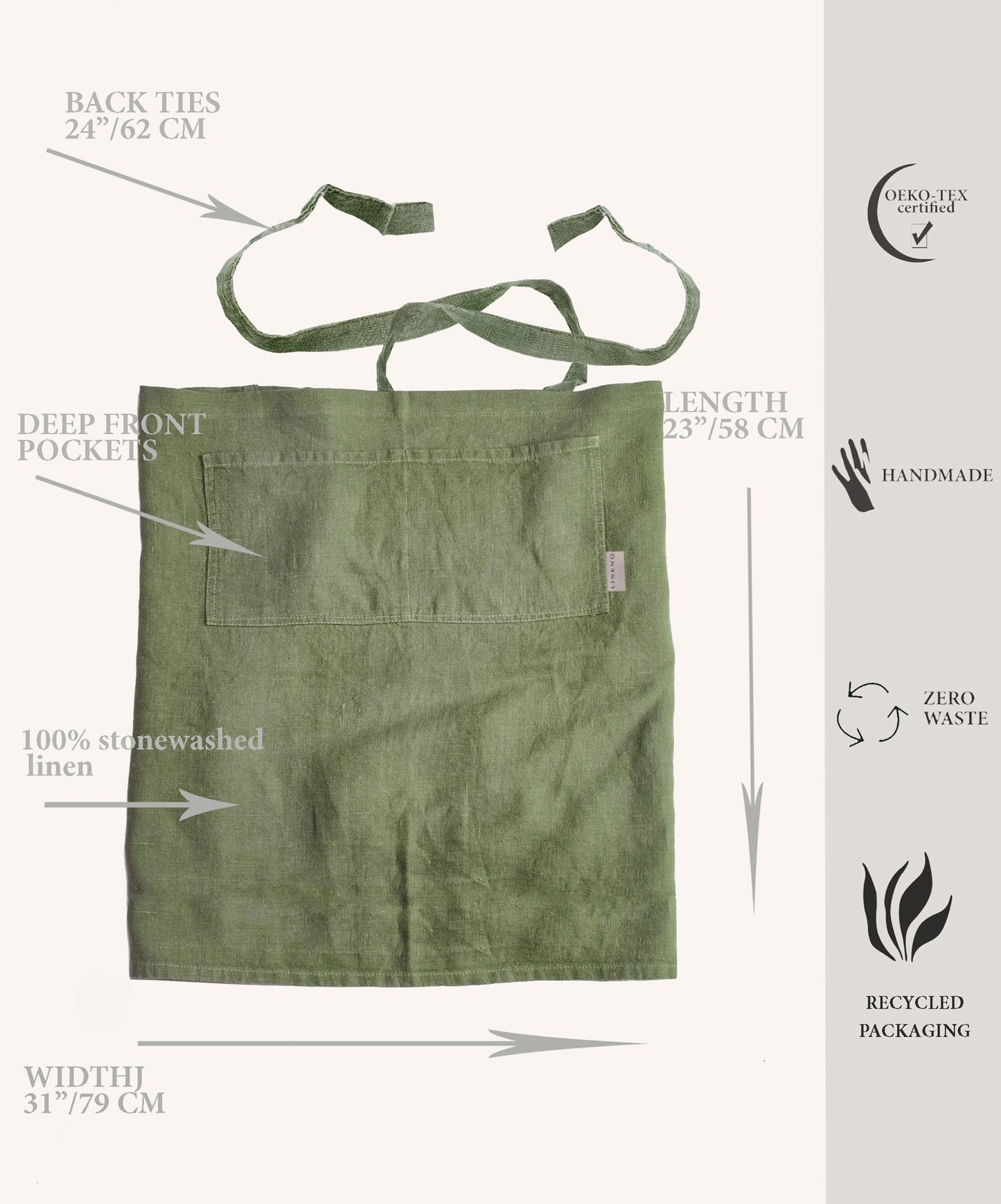 Linen half apron in various colors