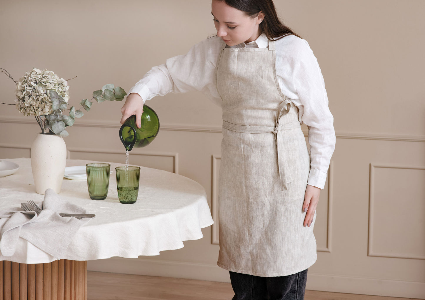 Linen round tablecloth