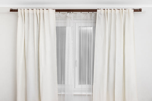 Rod tape linen curtains with Blackout lining