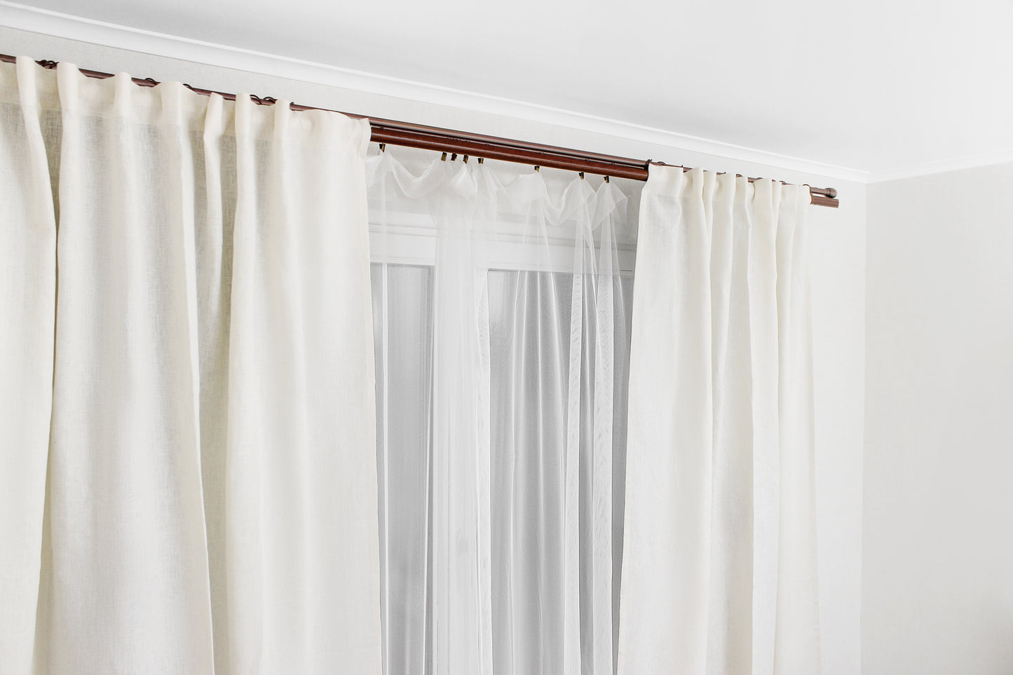 Rod tape linen curtains with Blackout lining
