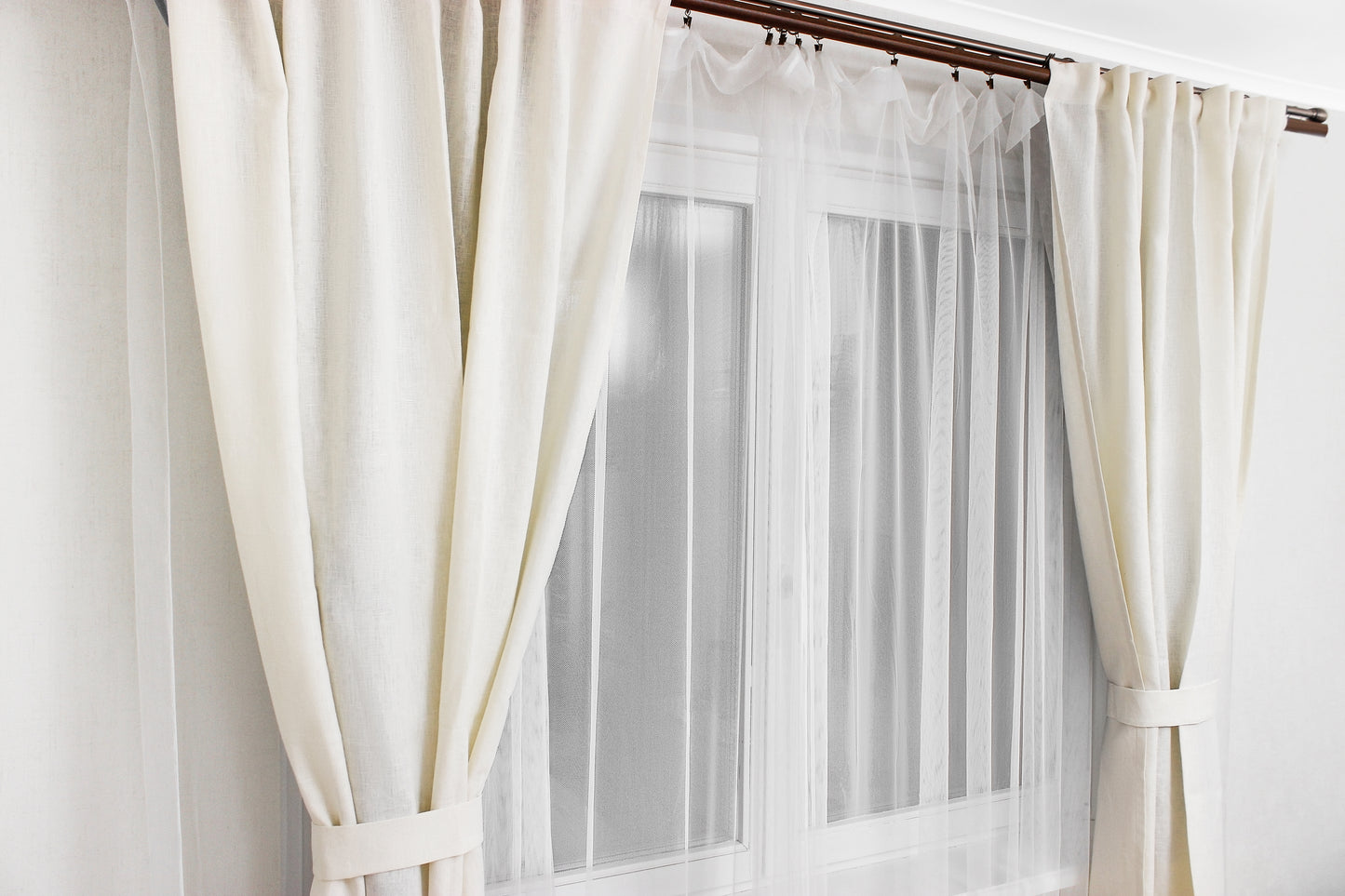 Rod tape linen curtains with Blackout lining