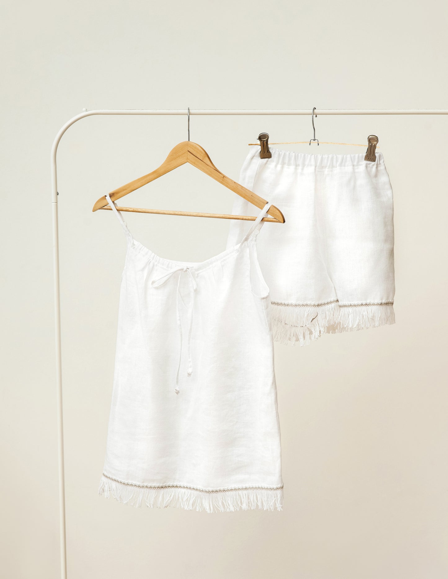 Linen pajama with fringe