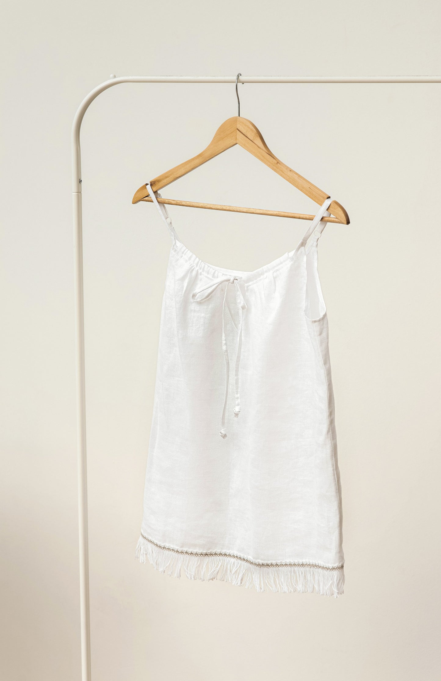 Linen pajama set with fringe