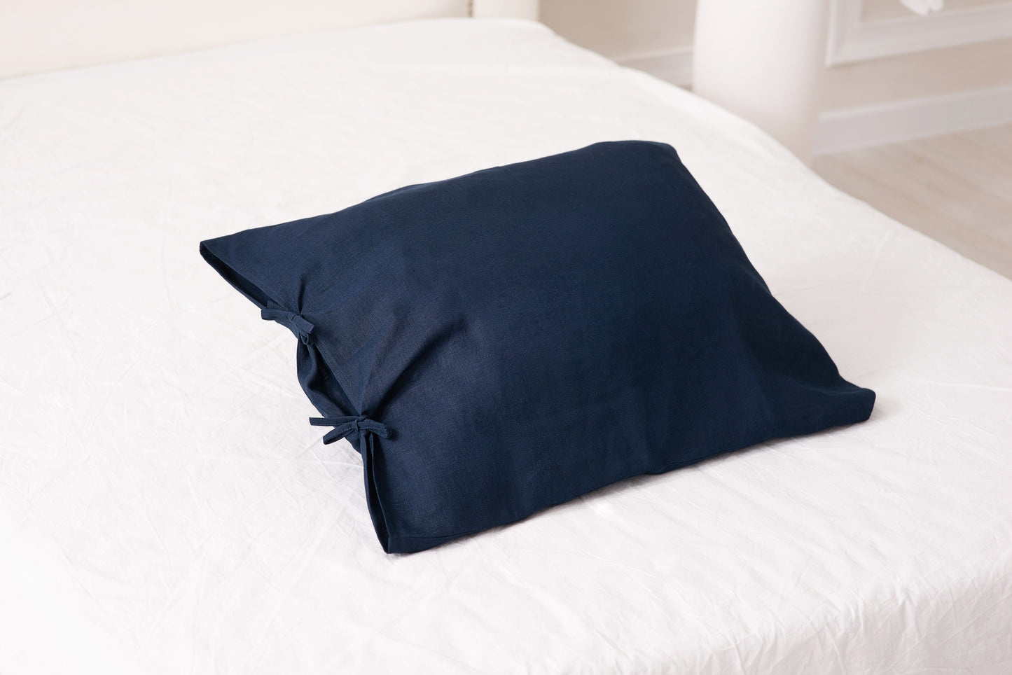 Deep blue linen bedding: Fitted sheet, Flat sheet, Pillowcase or Set