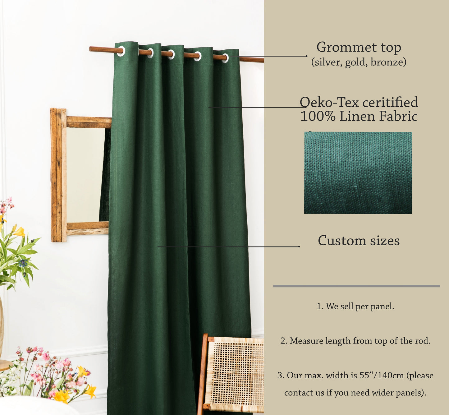 Eyelet linen curtains