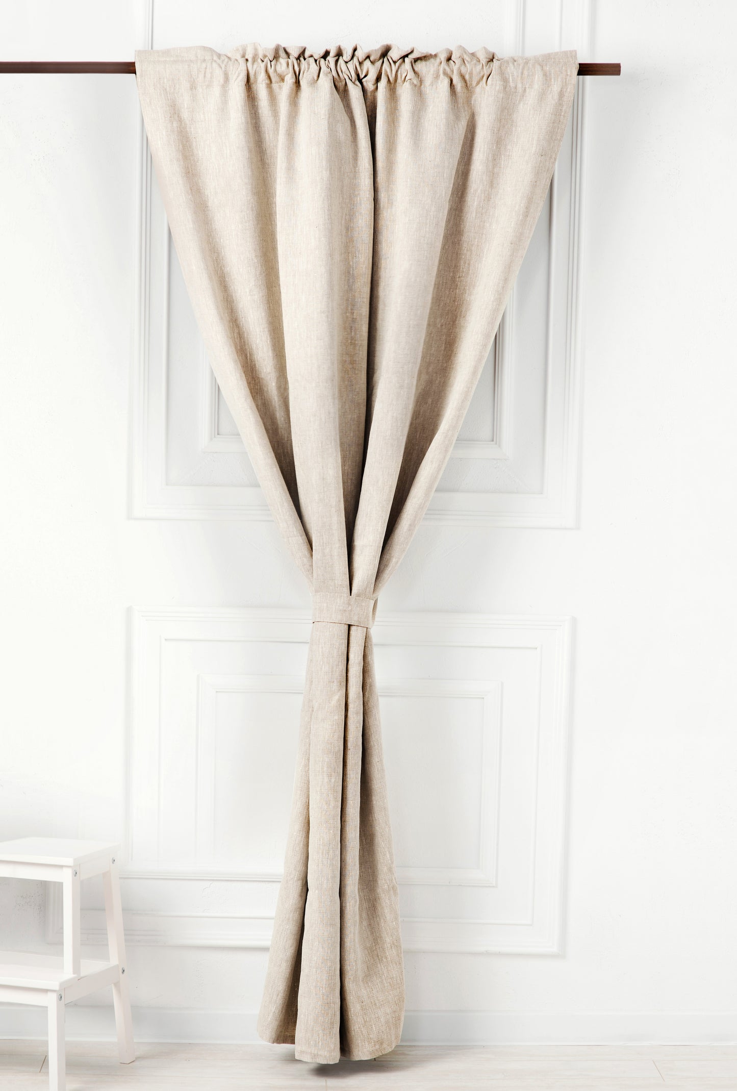 Rod pocket linen curtains with Blackout lining