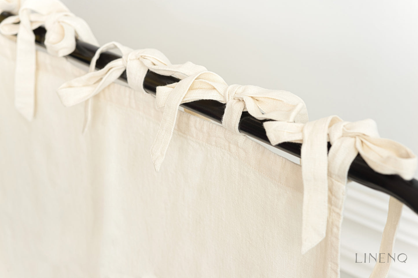 Tie top linen curtains with Blackout lining