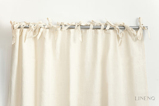Tie top linen curtains with Blackout lining