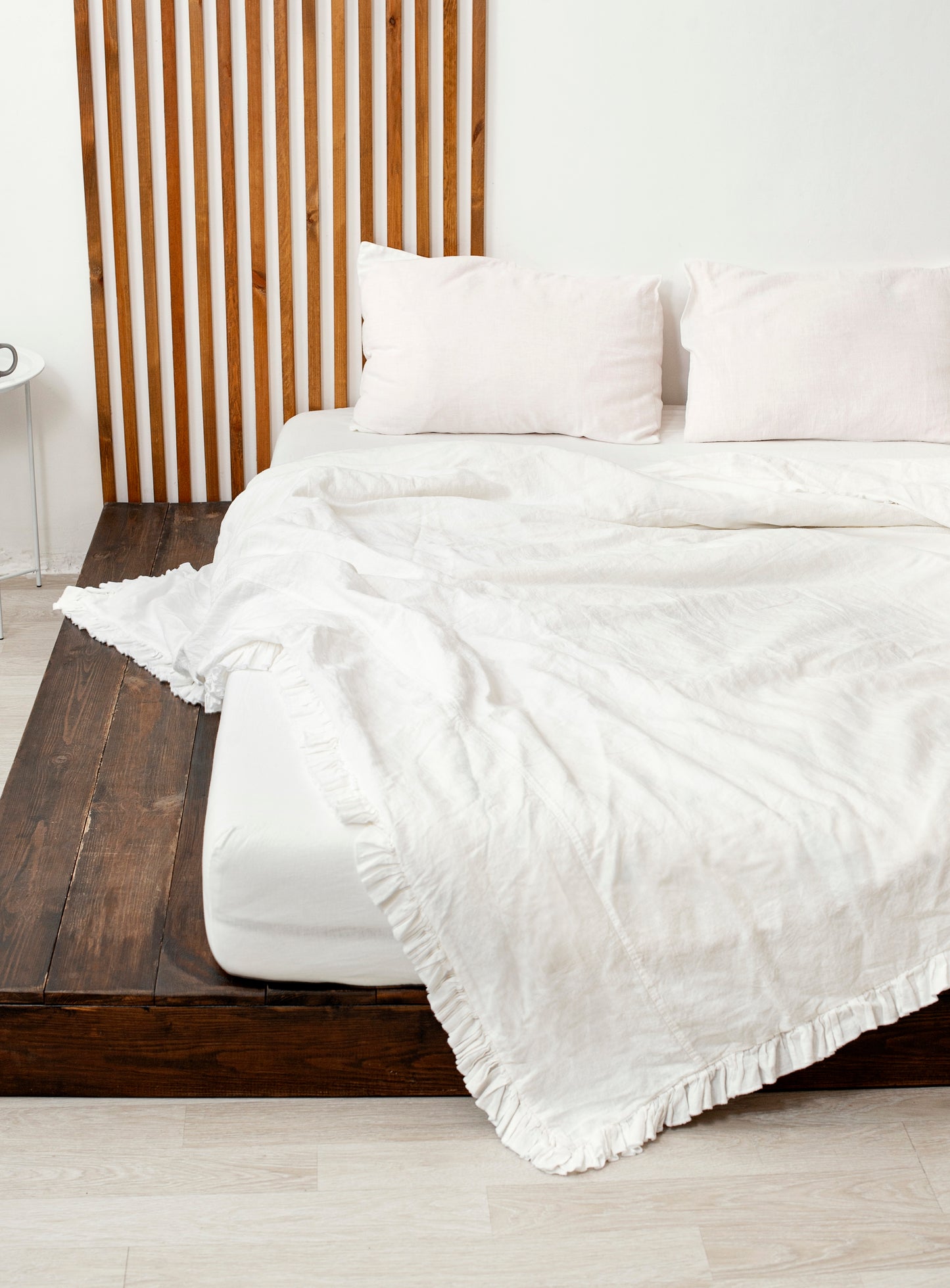 Ruffled linen duvet cover