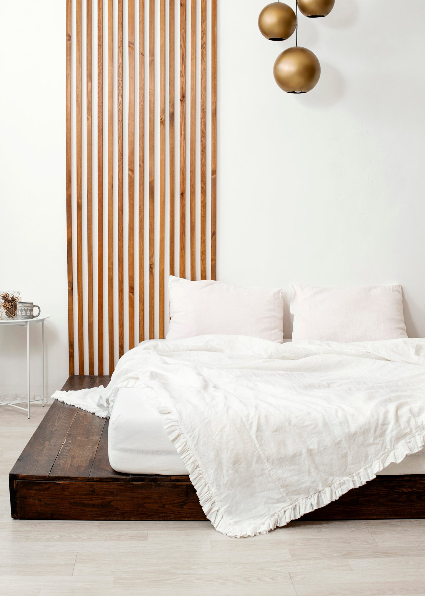 Ruffled linen duvet cover