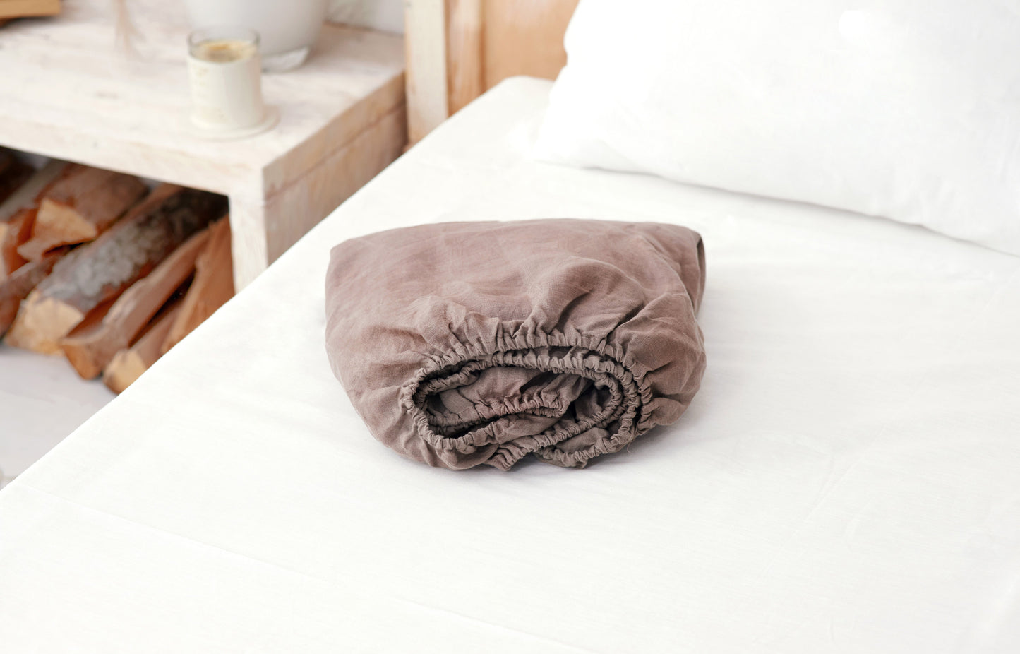 Linen fitted sheet in Full, Queen, King sizes