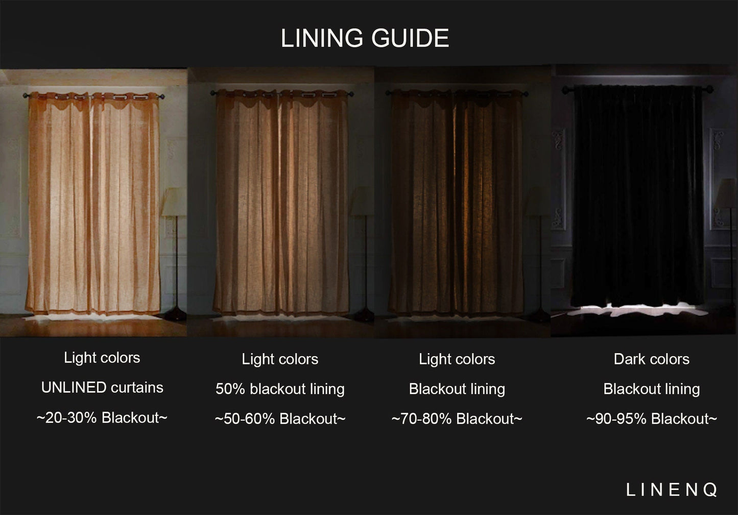Tie top linen curtains with Blackout lining