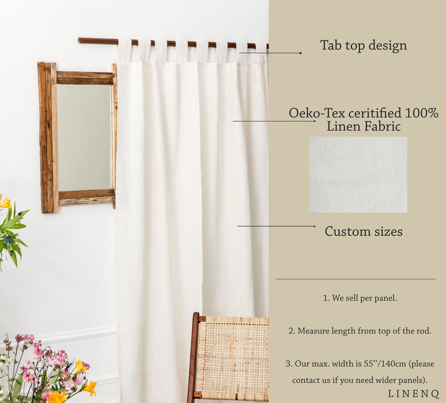 Tab top linen curtains
