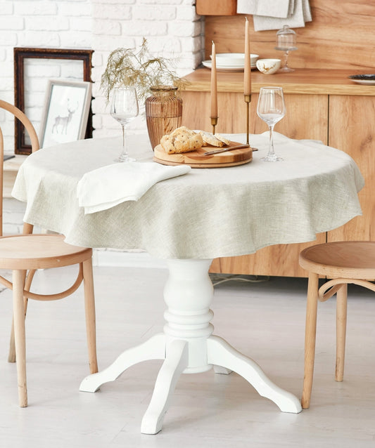 Linen tablecloth round