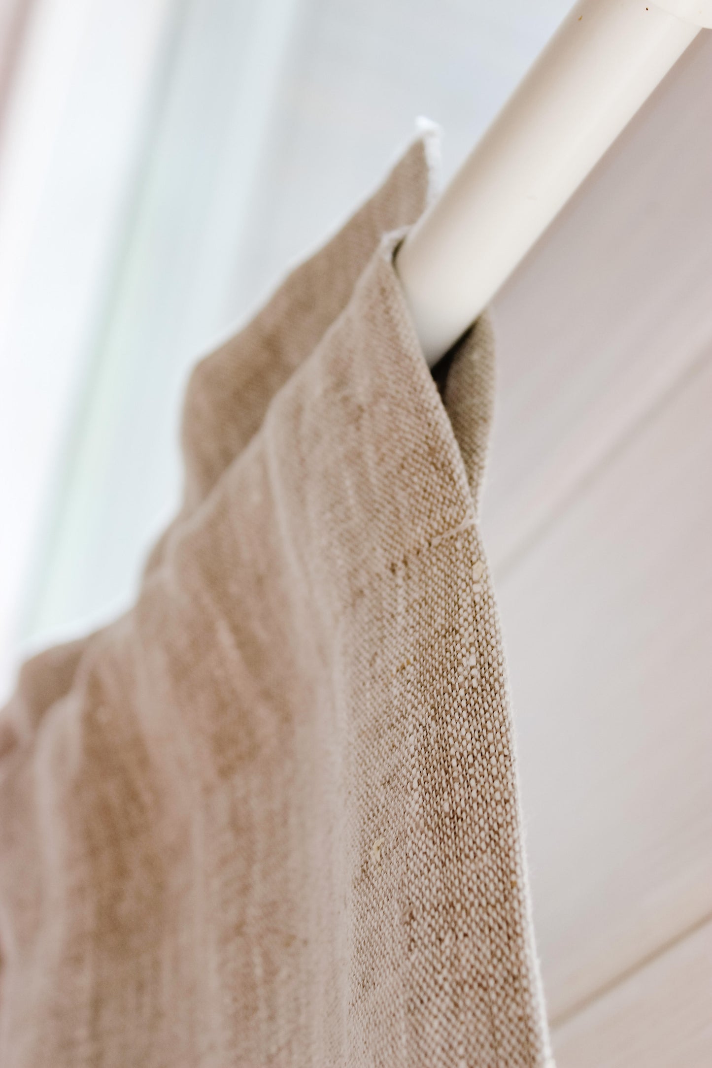Rod pocket linen curtains with Blackout lining