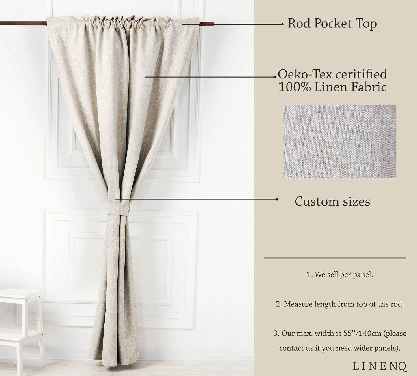 Rod pocket linen curtains