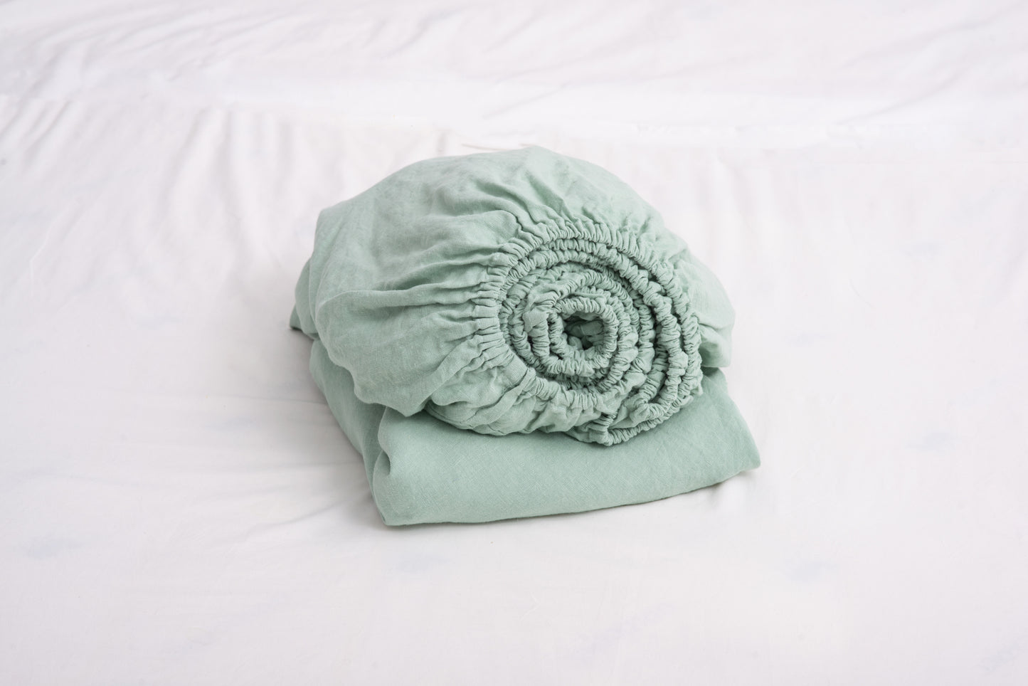 Mint linen bedding: Fitted sheet, Flat sheet, Pillowcase or Set