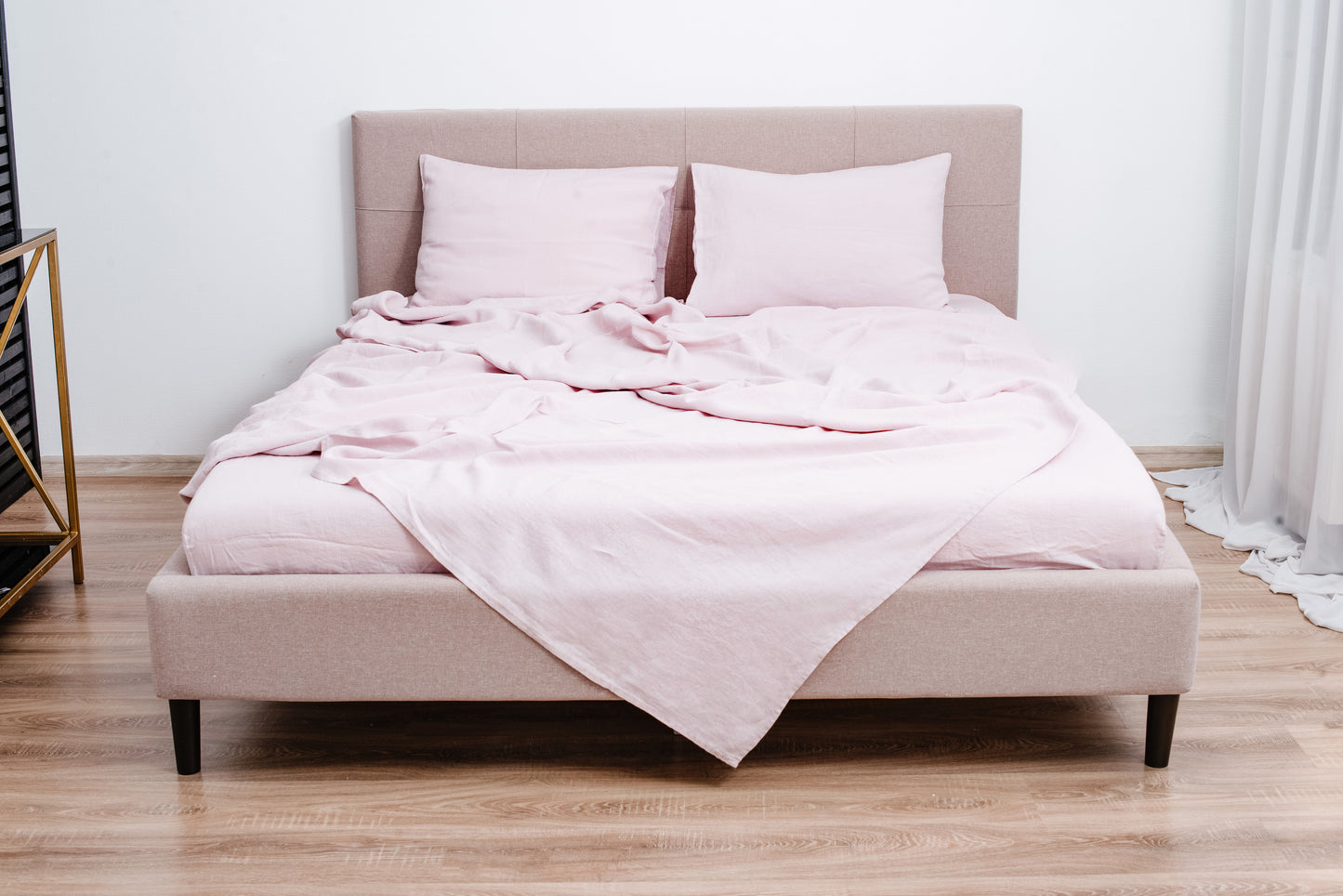 Rose linen bedding: Fitted sheet, Flat sheet, Pillowcase or Set