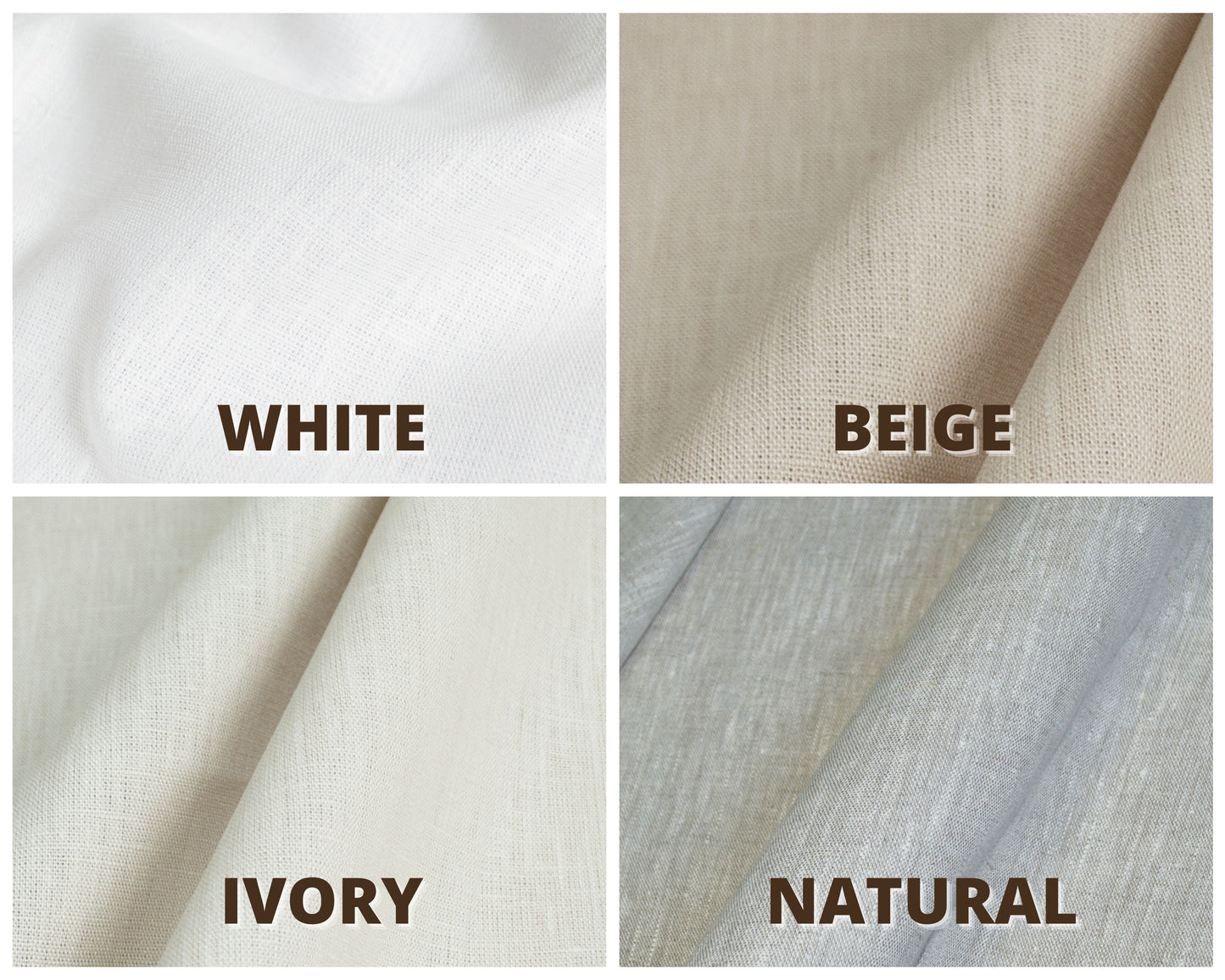 Linen fabric samples for curtains, tablecloths, runners