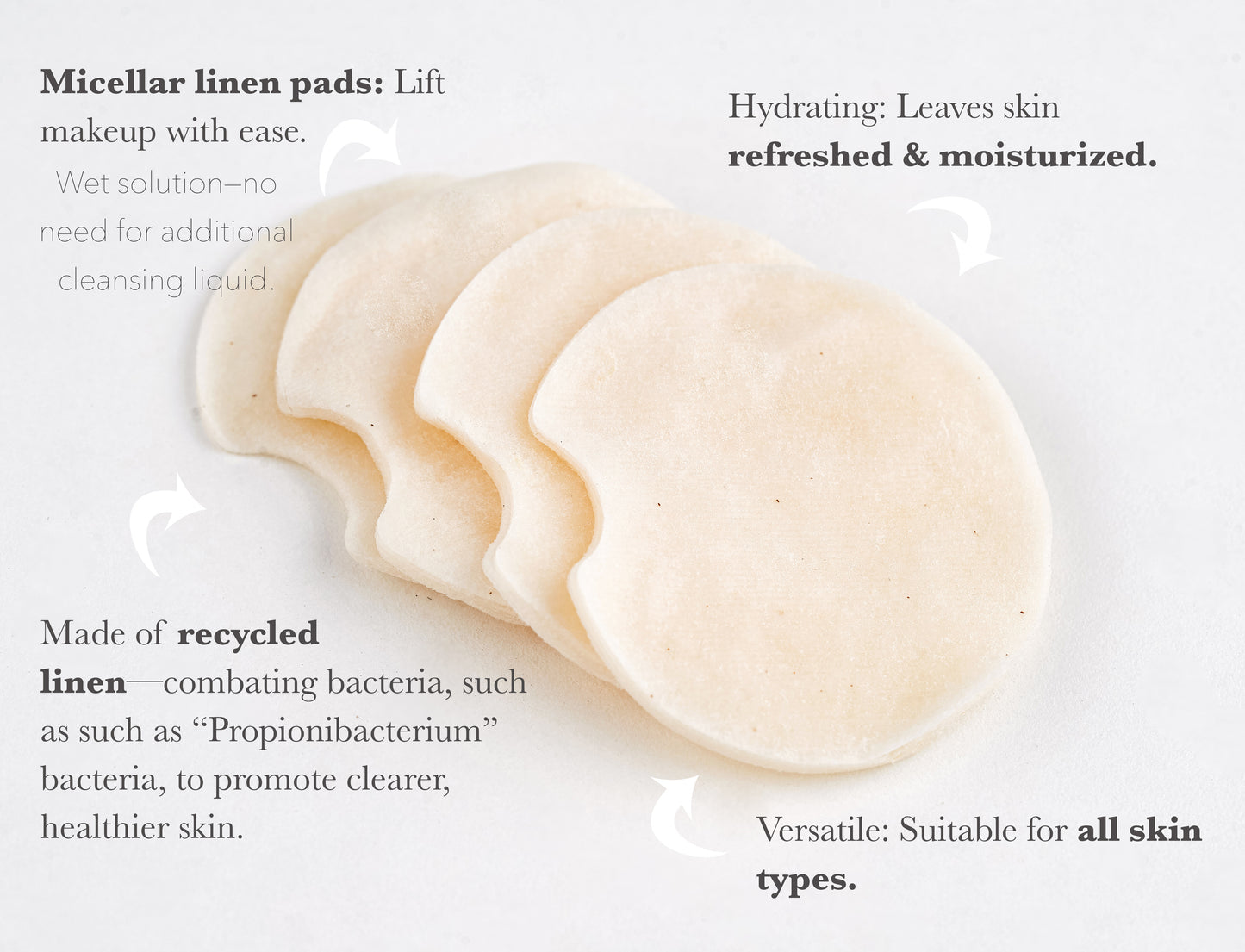 Linen and cotton makeup pads