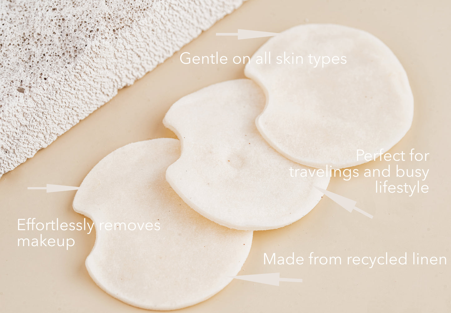 Linen and cotton makeup pads