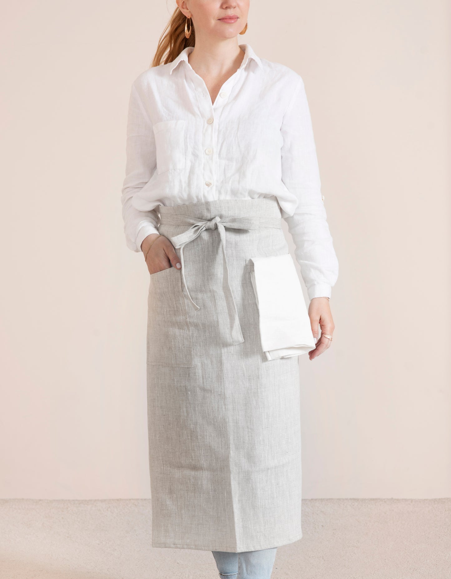 Linen half long apron in various colors