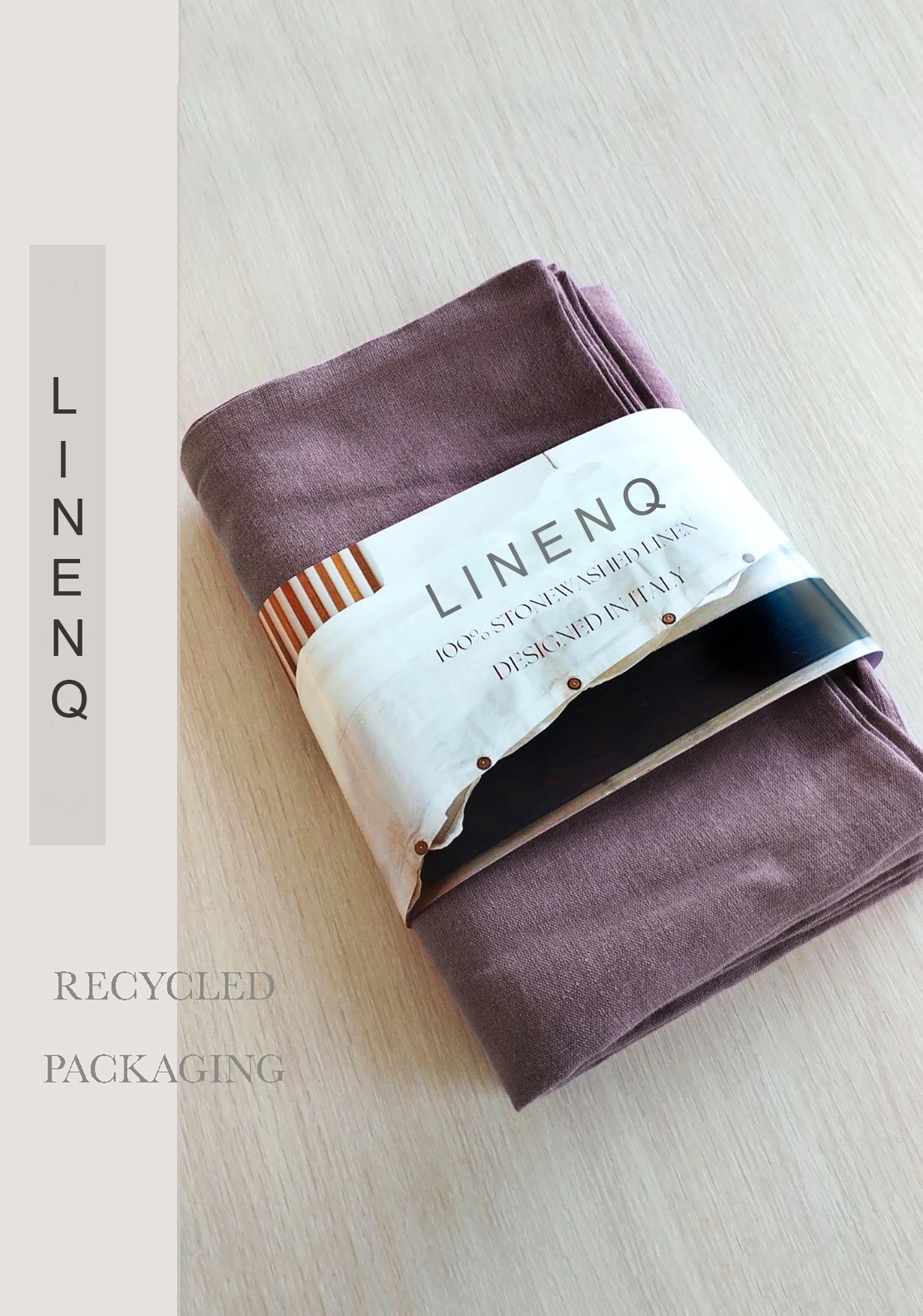 Linen throw blanket in natural color