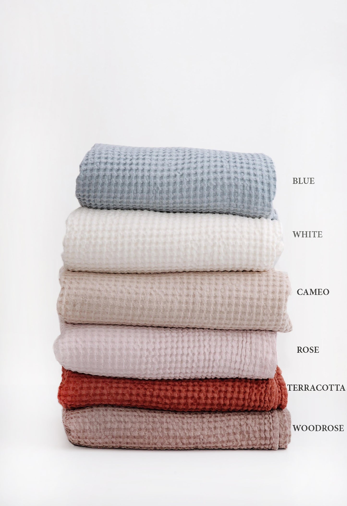 Rose waffle linen throw