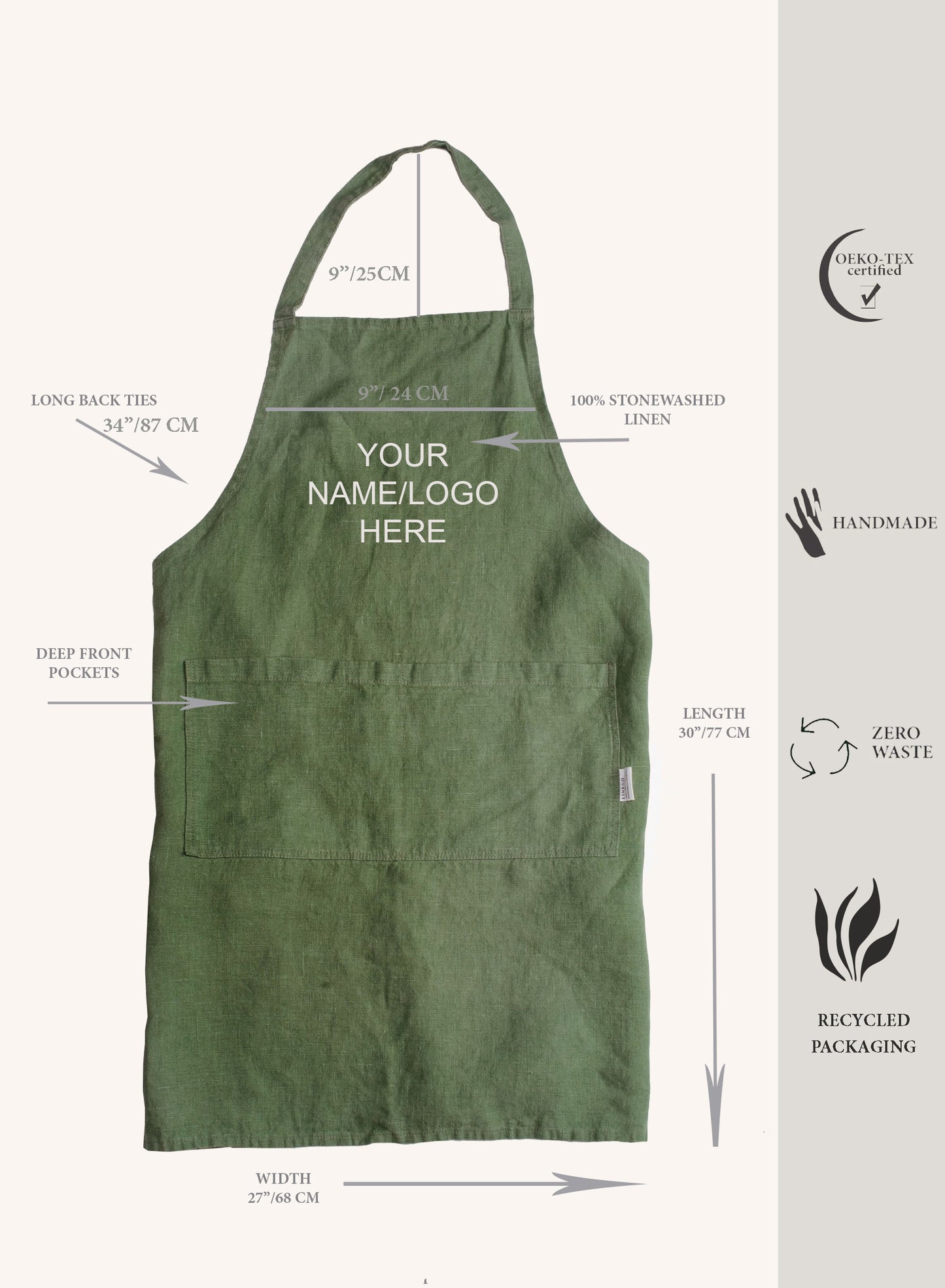 Personalized linen apron