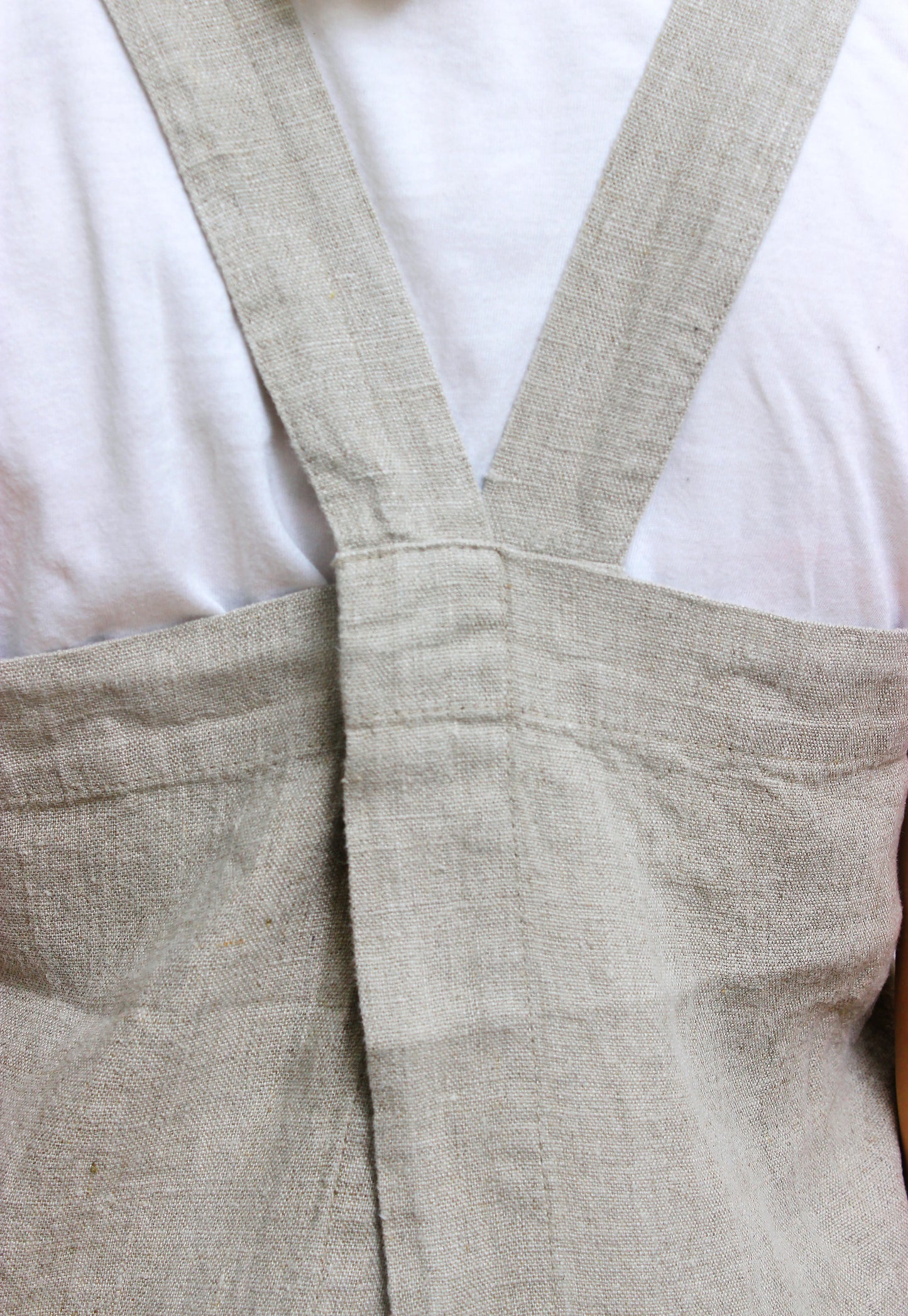 Japanese linen crossback apron with pockets