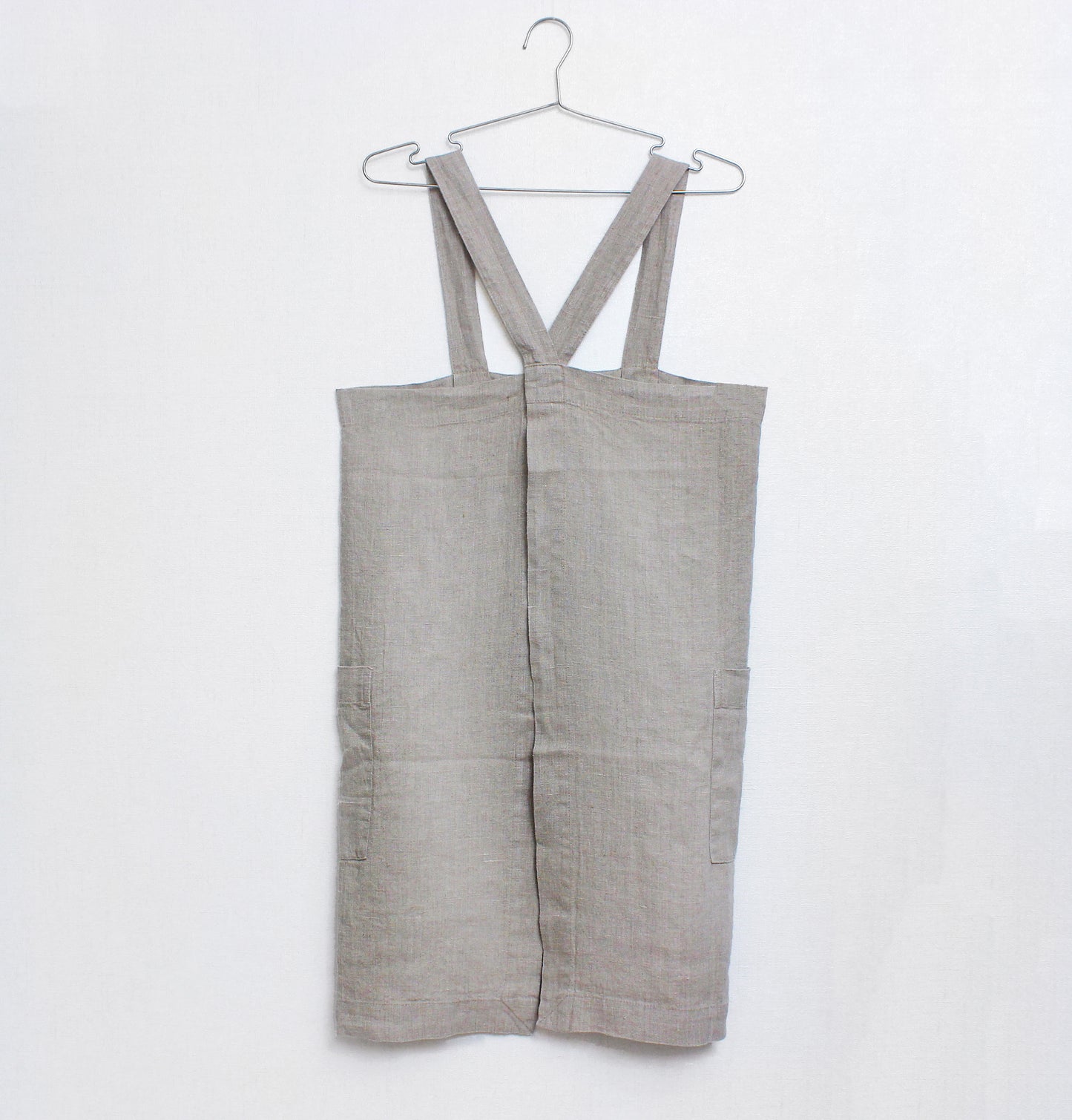 Japanese linen crossback apron with pockets