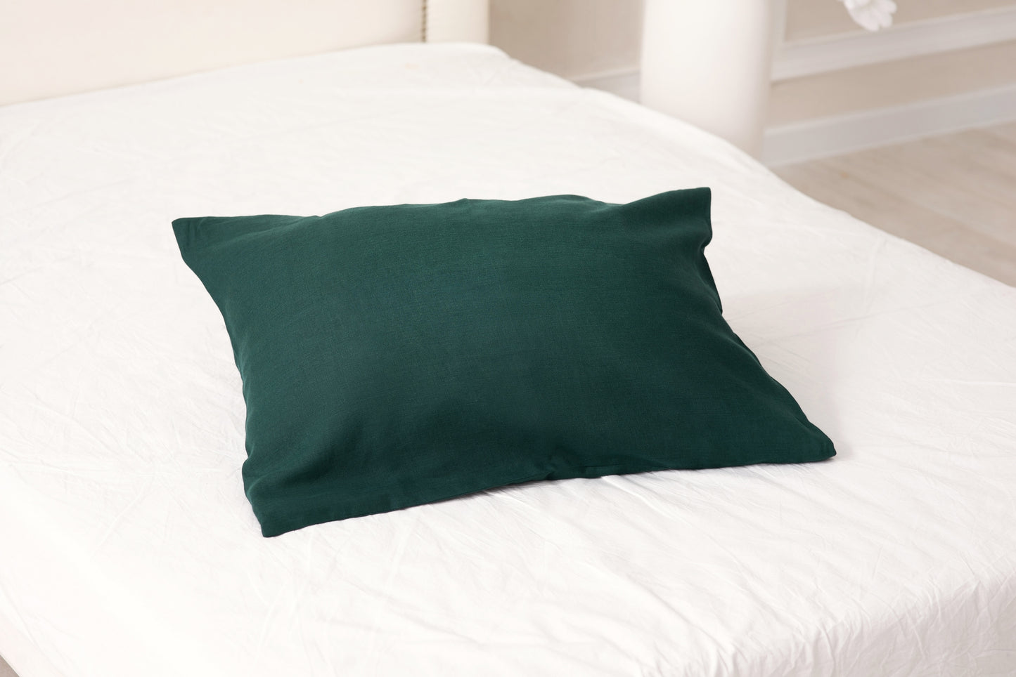 Green linen bedding: Fitted sheet, Flat sheet, Pillowcase or Set