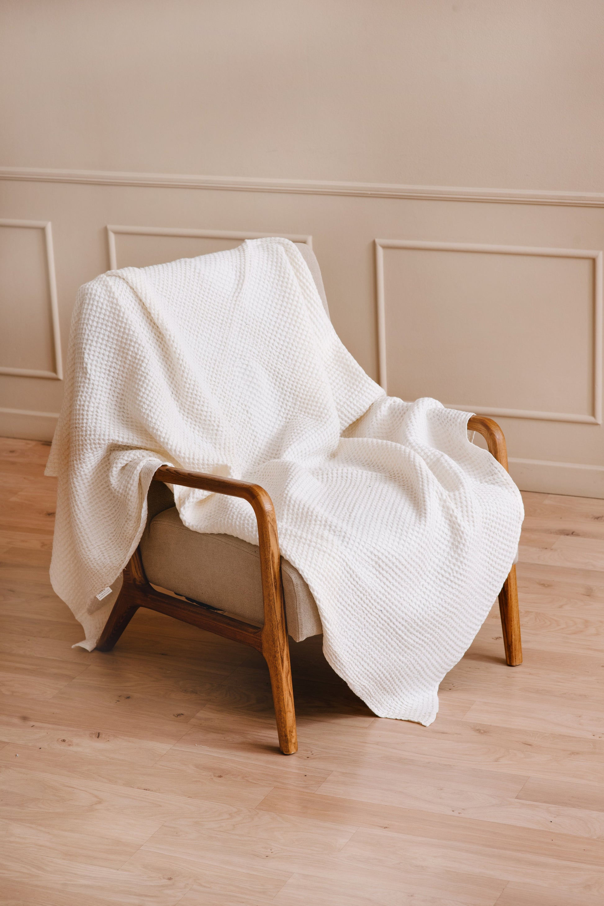 White waffle throw