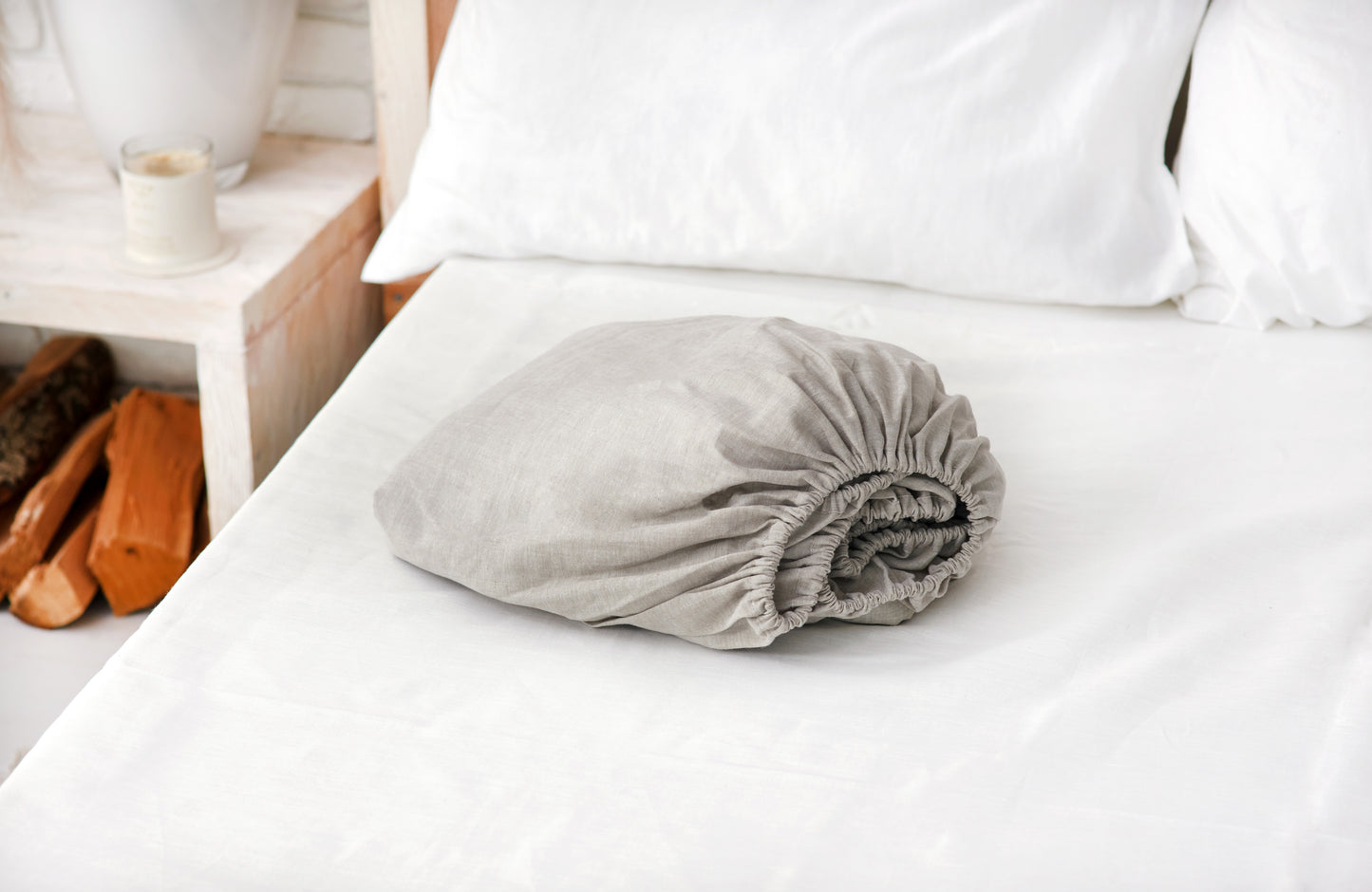 Natural linen bedding: Fitted sheet, Flat sheet, Pillowcase or Set