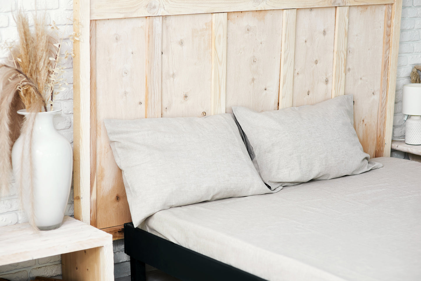 Natural linen bedding: Fitted sheet, Flat sheet, Pillowcase or Set