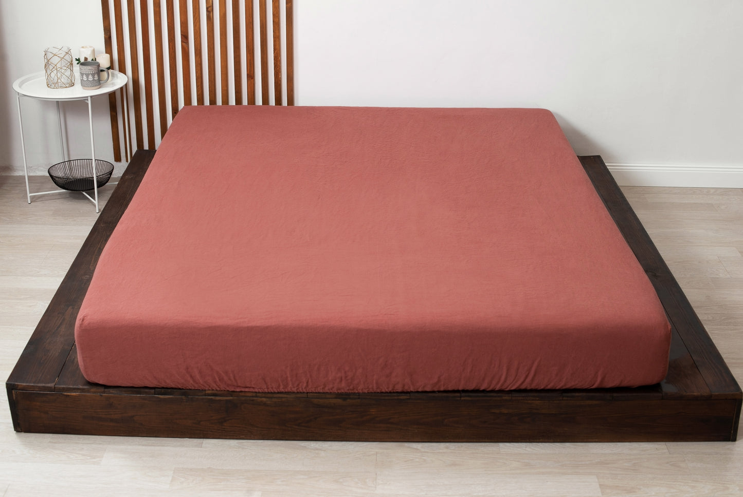 Terracotta linen bedding: Fitted sheet, Flat sheet, Pillowcase or Set