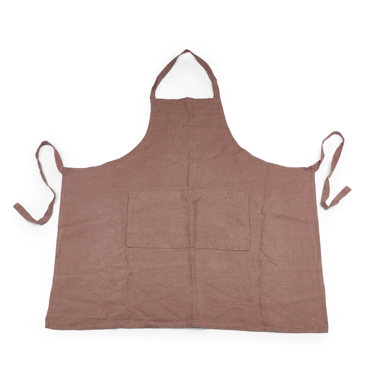 Stonewashed full linen apron with pockets